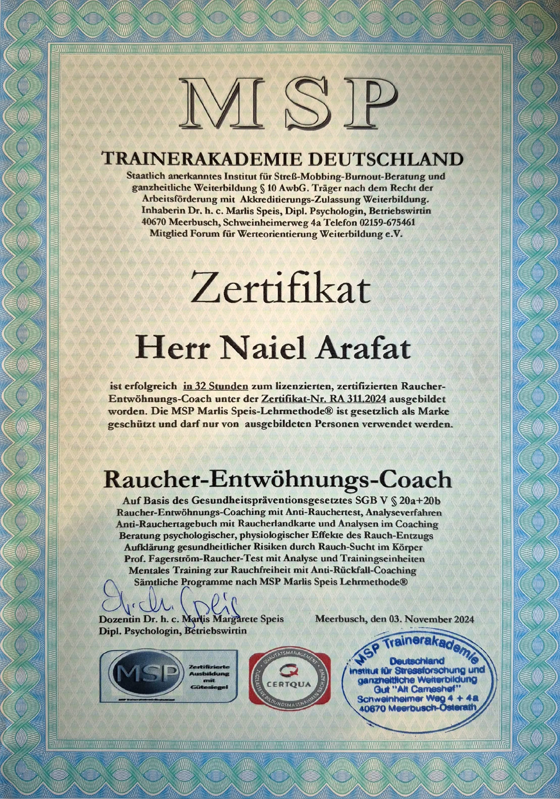 Zertifikat Raucher-Entwöhnungs-Coach